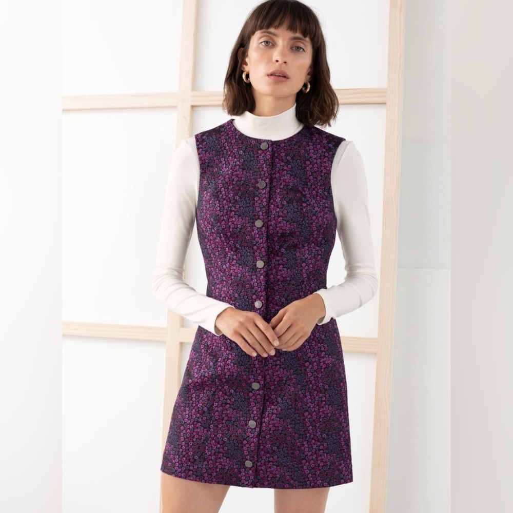 &Other Stories Metallic Floral Dress
